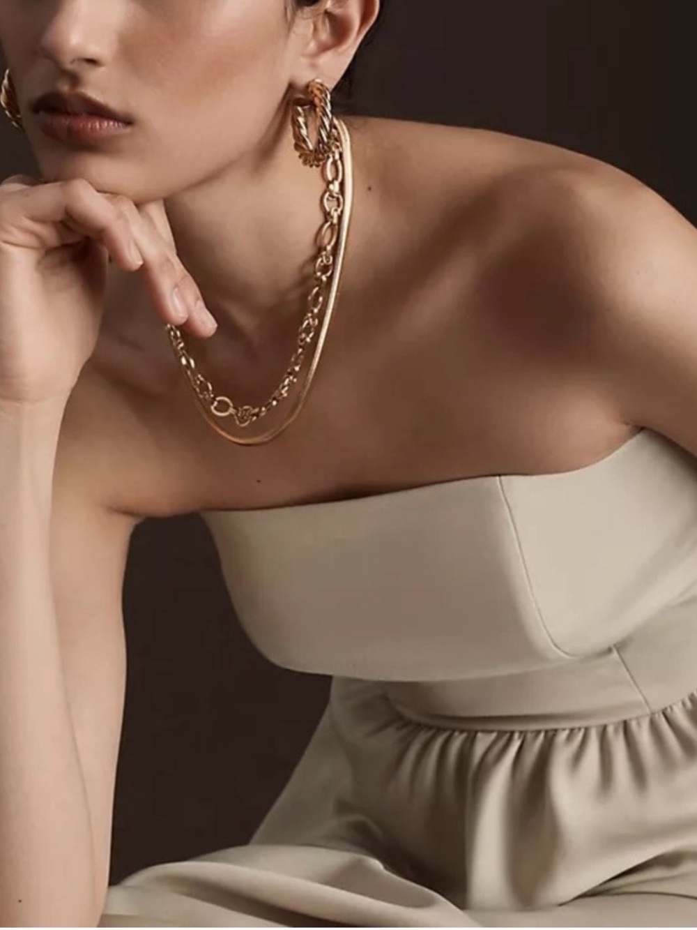 BHLDN Elsie Straight-Neck Satin A-Line Gown , size 8 - Picture 3 of 5